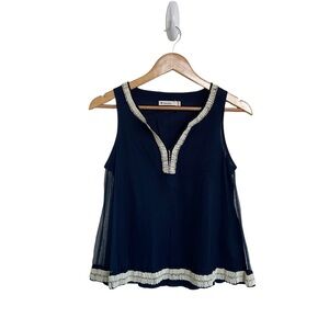 Paper Crane Navy Beaded Tank Blouse